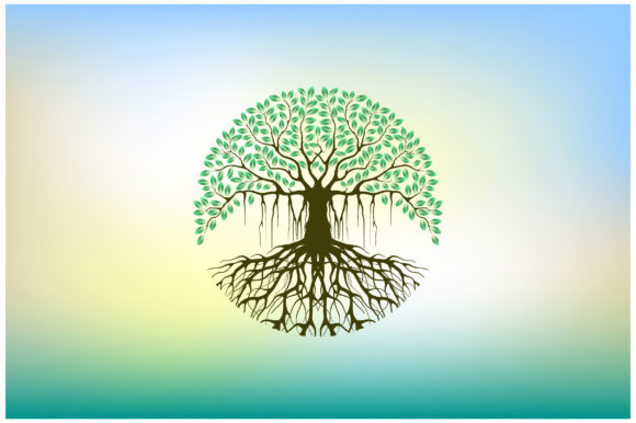 Download Abstract Circular Banyan Tree, Myth Logo - Premium Resources